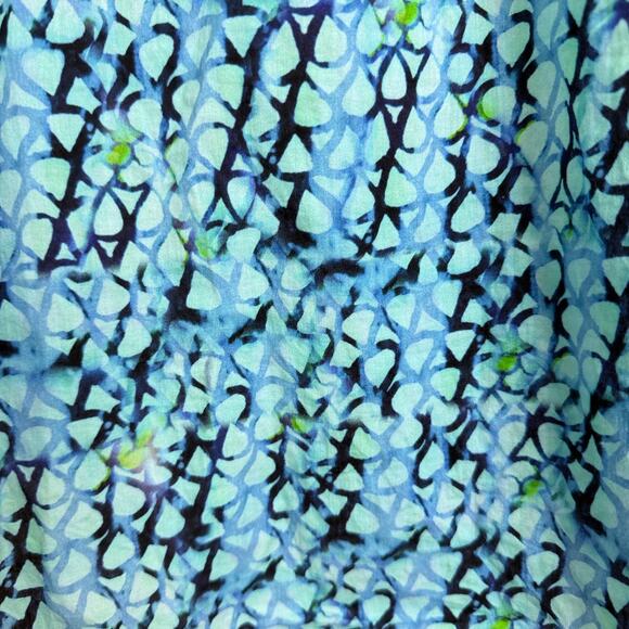 Finley Top Womens Medium Blue Shirt Long Sleeve V Neck Printed Boho Artsy Blouse - Picture 9 of 10